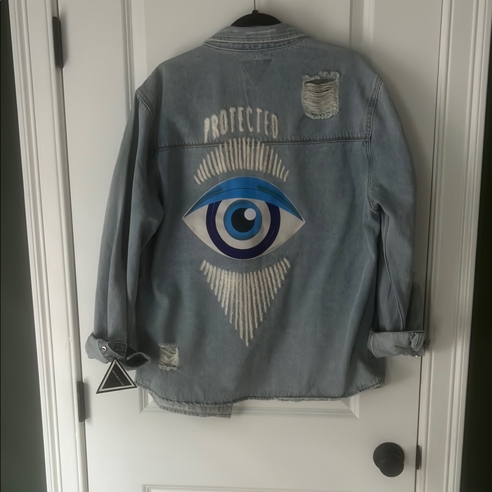 Denim Jacket with Eye Design